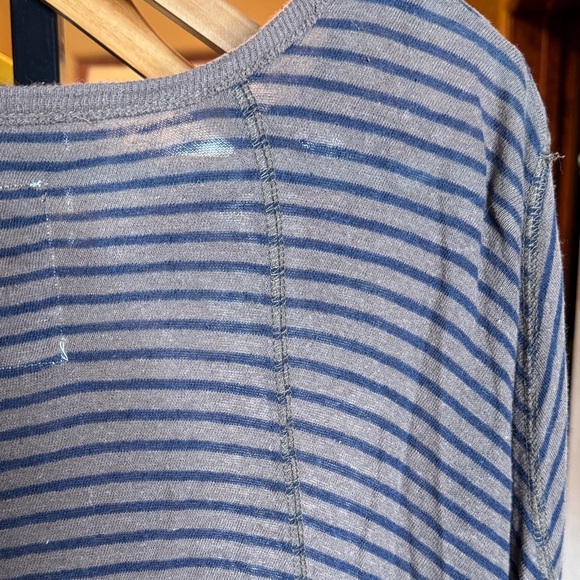 We The Free Navy & Brown Linen Cotton Blend Striped Tunic Sz XS/Small Oversized - Picture 8 of 9